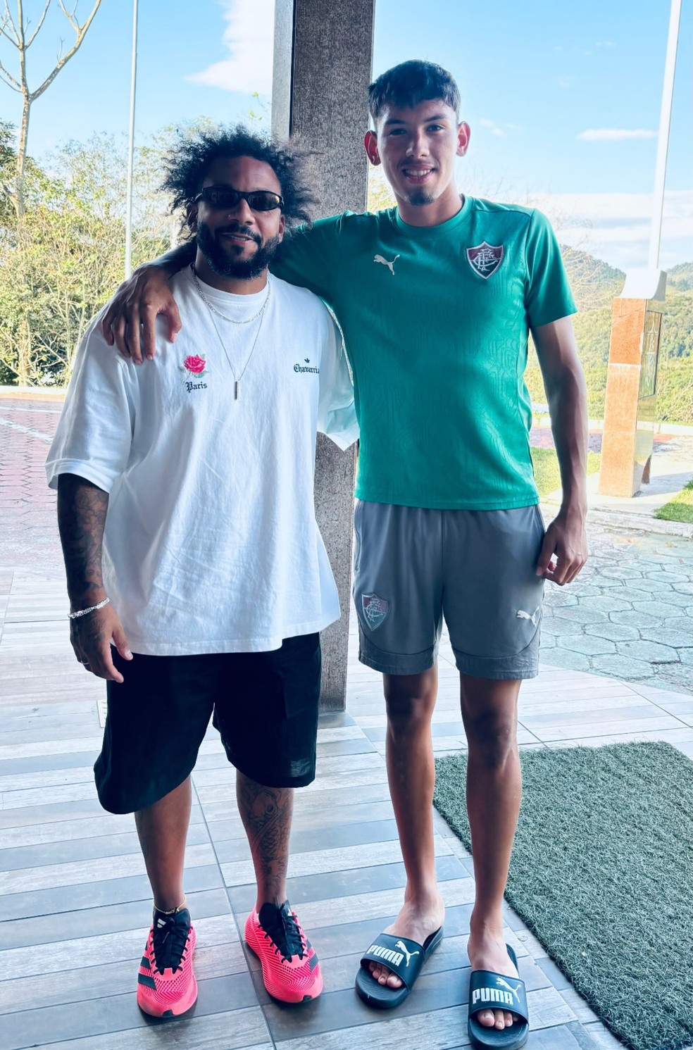 Carlos Areco junto a Marcelo en Xerém